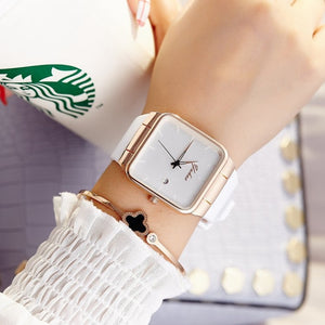 2019 Brand Women Watches Women Silicone Square reloj mujer Luxury Dress Watch Ladies Quartz Rose Gold Wrist Watch Montre Femme