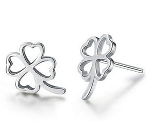 Anenjery 925 Sterling Silver Earrings pendientes Hollow Clover Stud Earrings boucle d'oreilleboucle d'oreille For Women S-E56