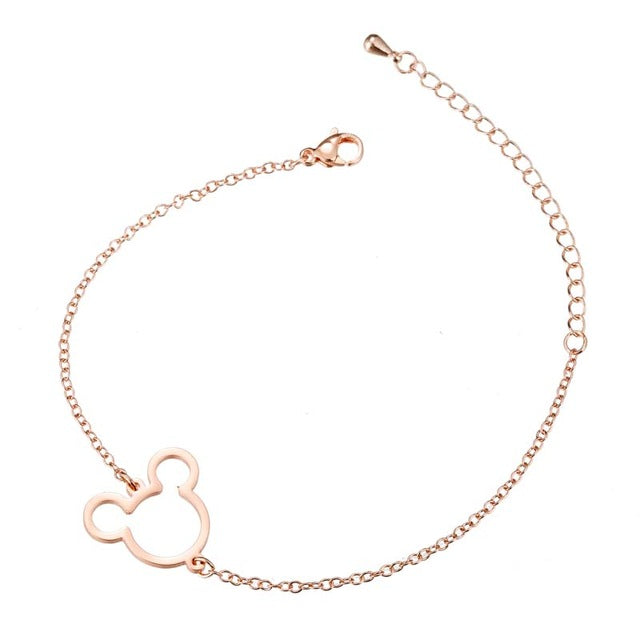 Yiustar Mouse Animal Charms Mickey Bracelets & Bangles Women Jewelries Stainless Steel Cartoon Mouse Christmas Gift bijoux femme