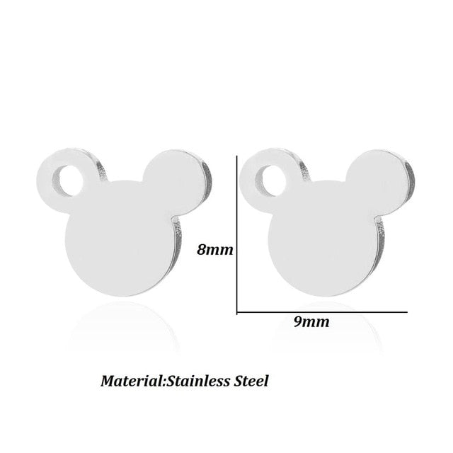 Yiustar Mouse Animal Charms Mickey Bracelets & Bangles Women Jewelries Stainless Steel Cartoon Mouse Christmas Gift bijoux femme