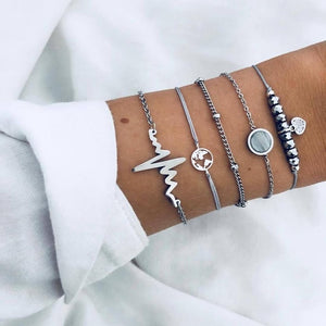 RINHOO Bohemian Shell Map Turtle Bracelet Set 2019 Retro Geometric Statement Female Glamour Fashion Jewelry Drop Shipping