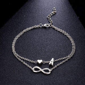 Fashion Multilayer Heart Infinity Letter Bracelets For Women Initial Bracelet Silver Hand Chain Bracelets Femme 2019 Jewelry