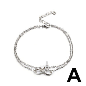 Fashion Multilayer Heart Infinity Letter Bracelets For Women Initial Bracelet Silver Hand Chain Bracelets Femme 2019 Jewelry