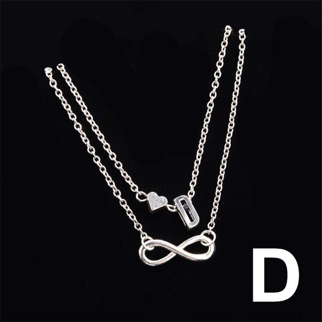 Fashion Multilayer Heart Infinity Letter Bracelets For Women Initial Bracelet Silver Hand Chain Bracelets Femme 2019 Jewelry