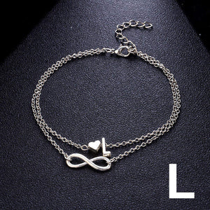 Fashion Multilayer Heart Infinity Letter Bracelets For Women Initial Bracelet Silver Hand Chain Bracelets Femme 2019 Jewelry