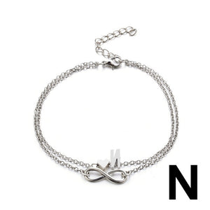 Fashion Multilayer Heart Infinity Letter Bracelets For Women Initial Bracelet Silver Hand Chain Bracelets Femme 2019 Jewelry