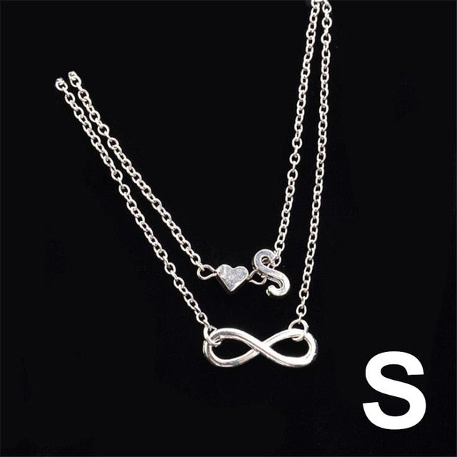 Fashion Multilayer Heart Infinity Letter Bracelets For Women Initial Bracelet Silver Hand Chain Bracelets Femme 2019 Jewelry