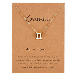 Female Elegant Star Zodiac Sign 12 Constellation Necklaces Pendants Charm Gold Chain Choker Necklaces for Women Jewelry Dropship