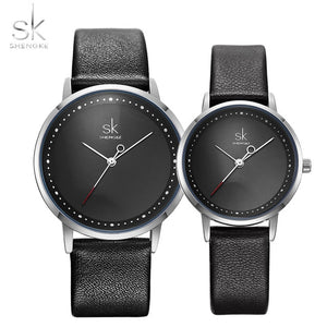 Shengke Men Women Fashion Lovers Couple Watches Leather Band Strap Watch Set Quartz Ladies Wristwatch Relogio Saat Reloj Montre