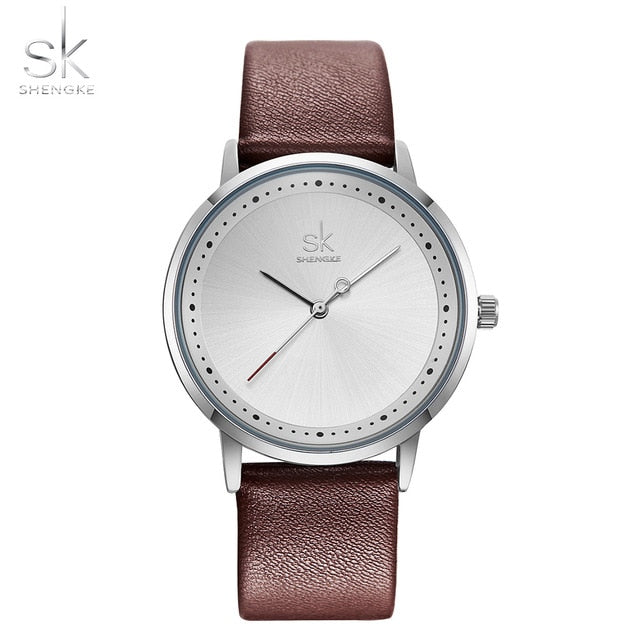 Shengke Men Women Fashion Lovers Couple Watches Leather Band Strap Watch Set Quartz Ladies Wristwatch Relogio Saat Reloj Montre