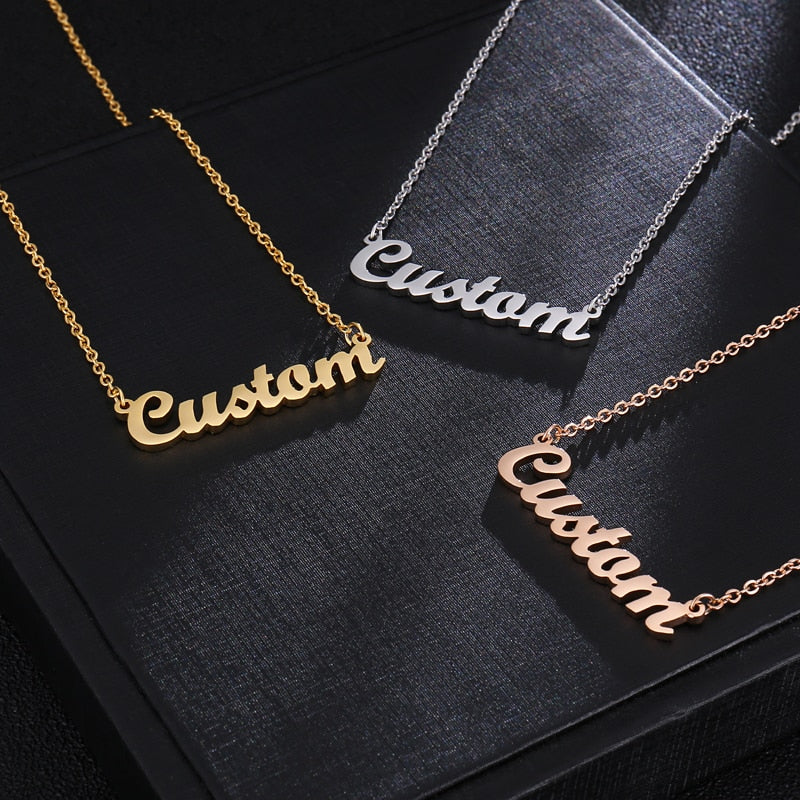 Personalized Custom Name Pendant Necklace Customized Cursive Nameplate Necklace For Women Handmade Jewelry Gift